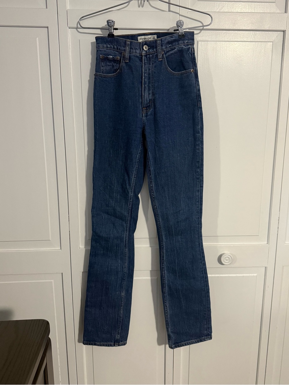 Abercrombie & Fitch Dark Blue High-Rise Straight Leg Jeans